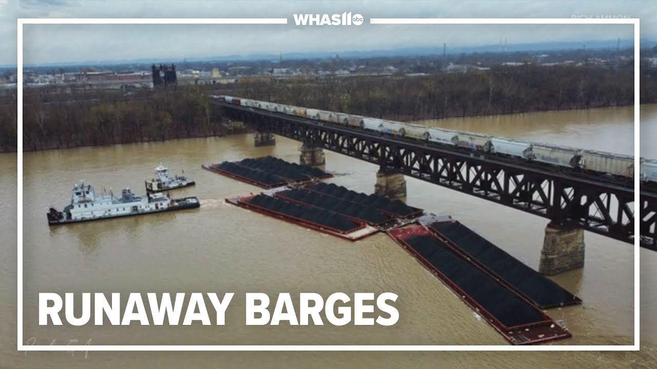 10 coal barges break away, float down Ohio River in Louisville