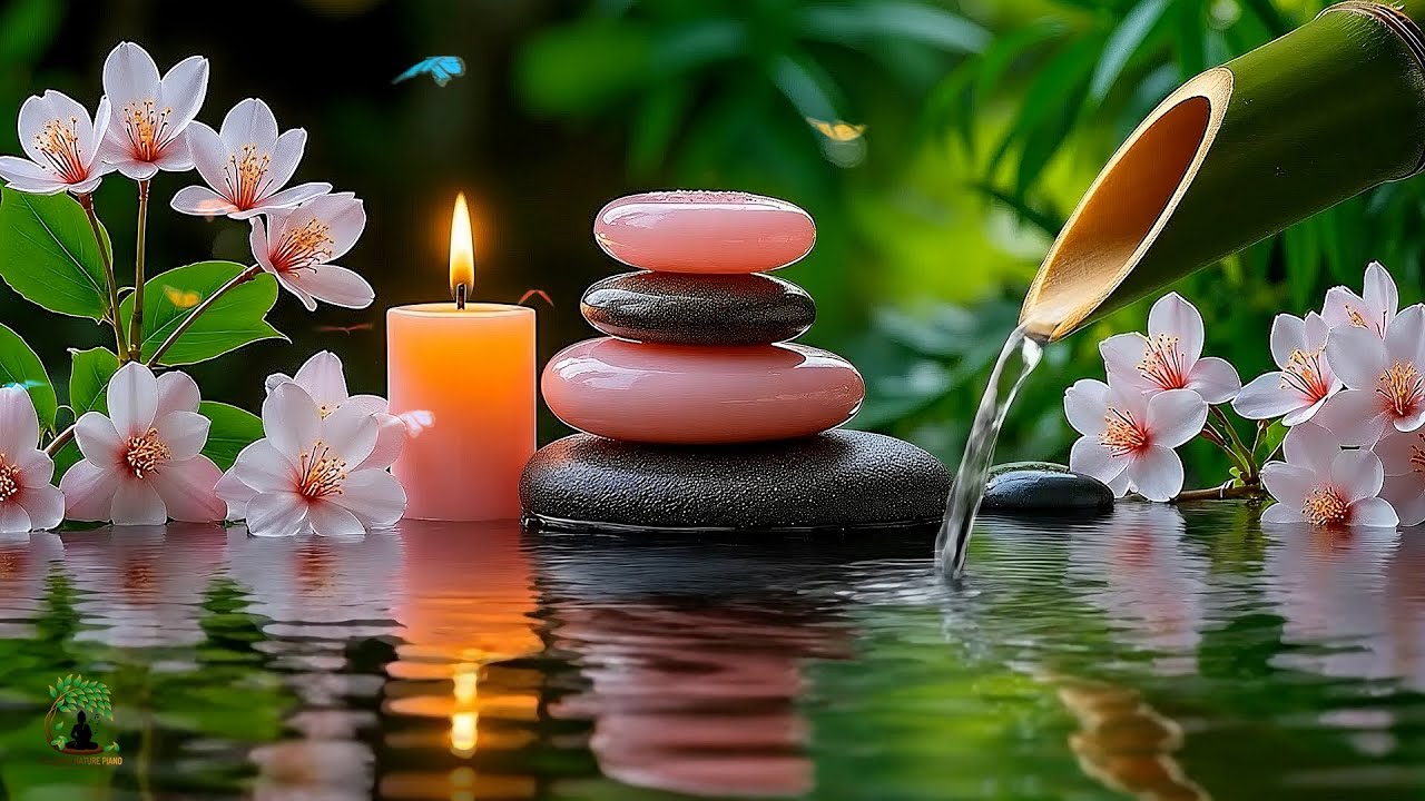 Relaxing Sleep Music with Bamboo Water Sounds 🌿 Deep Sleep Healing, Anxiety Relief & Spa BGM, Yoga
