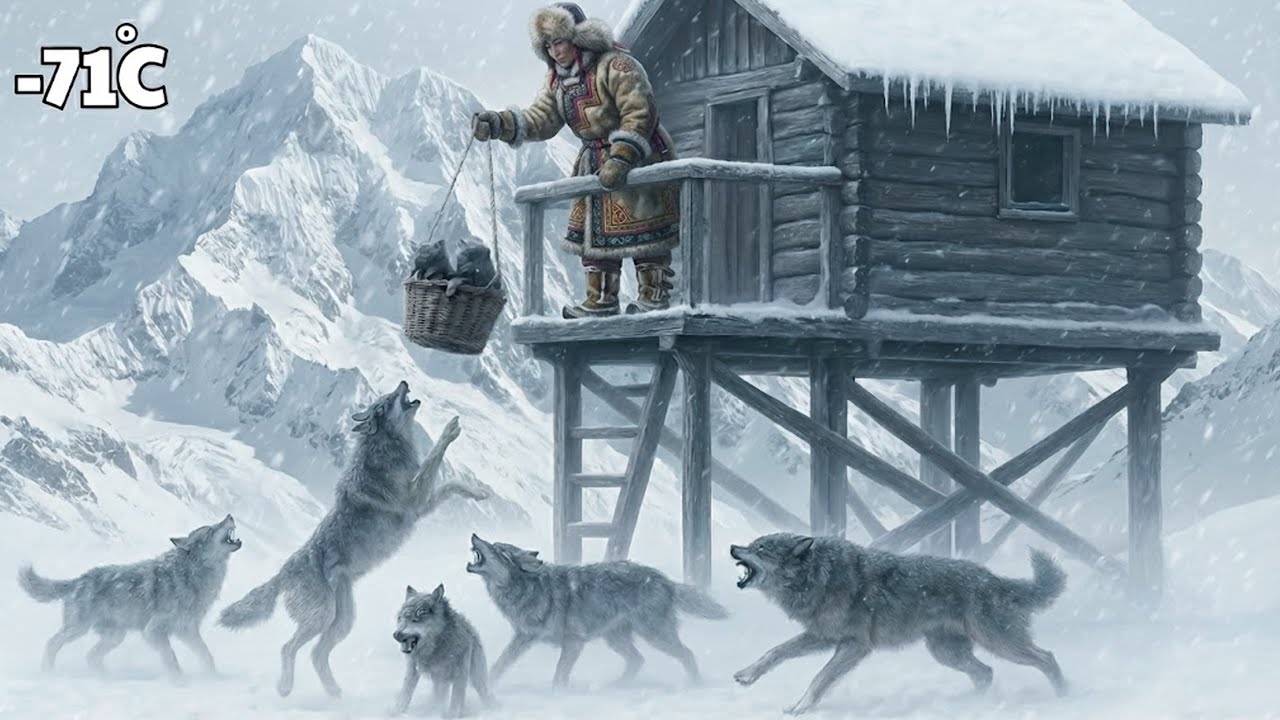 Widow on a 5 Meter Stilt Cabin Life in a Blizzard, Driving Off Wolves | Yakutia Survival