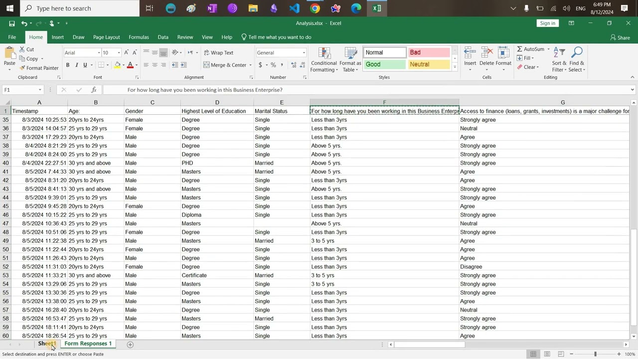 Simple Questionnaire Excel Data Analysis| Pivot Tables (Somali)