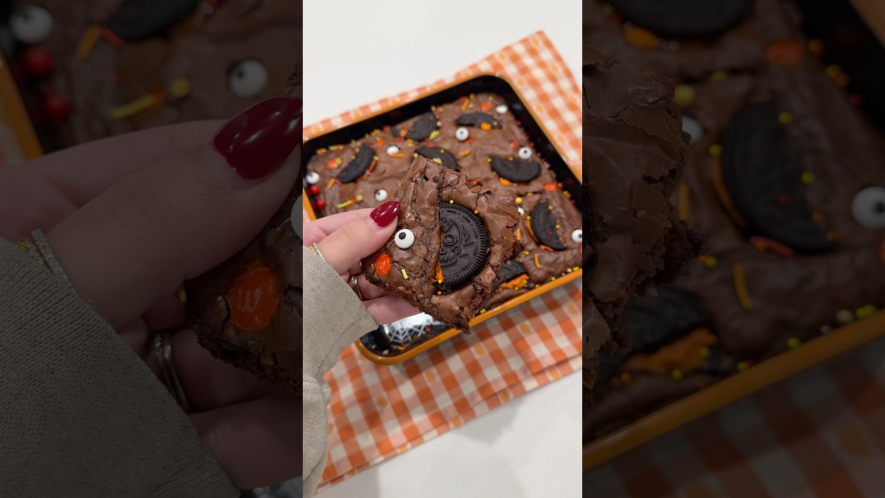 Asmr spooky fall brownies 🍪 #recipe #halloween #asmr #satisfying #asmrsounds #shorts #short #viral