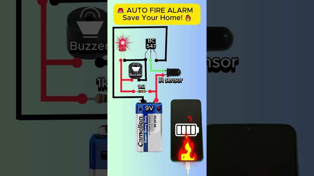 This Simple Fire Alarm Can Save Your Home! 🔥 #Shorts #fire #automatic #circuitdiagram #diy