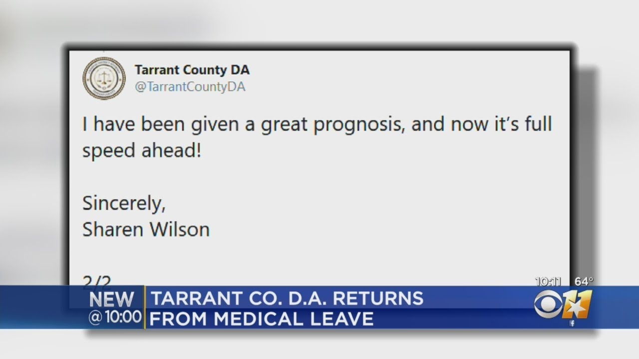 Tarrant County DA Sharen Wilson Back On The Job