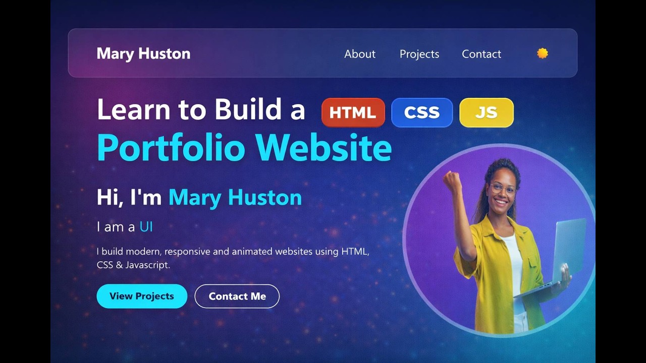Glassmorphism Portfolio Website Tutorial (HTML, CSS, JavaScript, Dark Mode, Typing Animation)