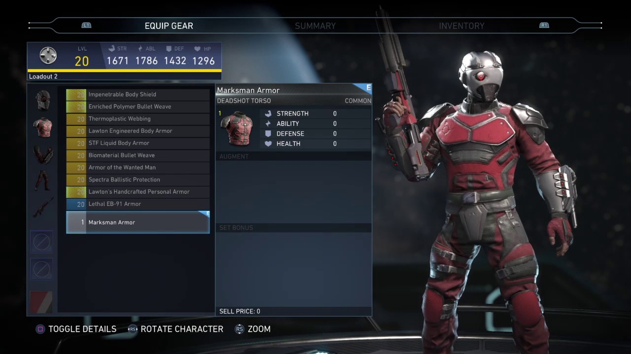 Injustice 2 Epic Gear Set Deadshot Master Assassin