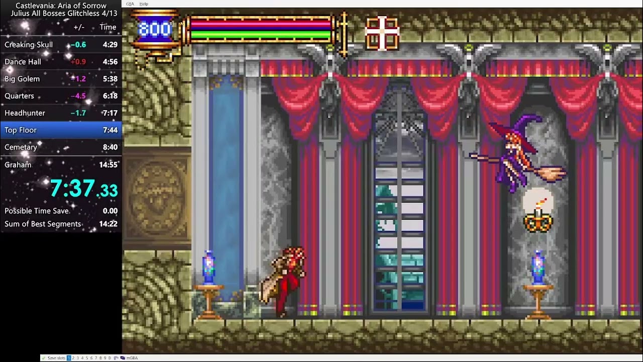 Aria of Sorrow - Julius Glitchless All Bosses Speedrun in 14:07 (IGT)