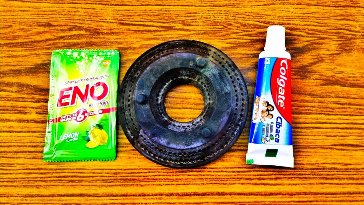 Gas burner cleaning with Colgate & ENO
