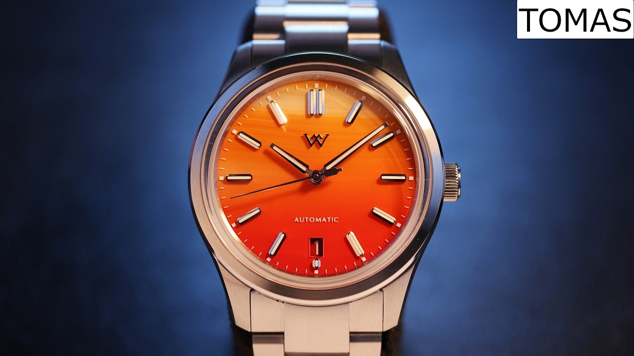 WM225 orange agate stone dial watch by WM