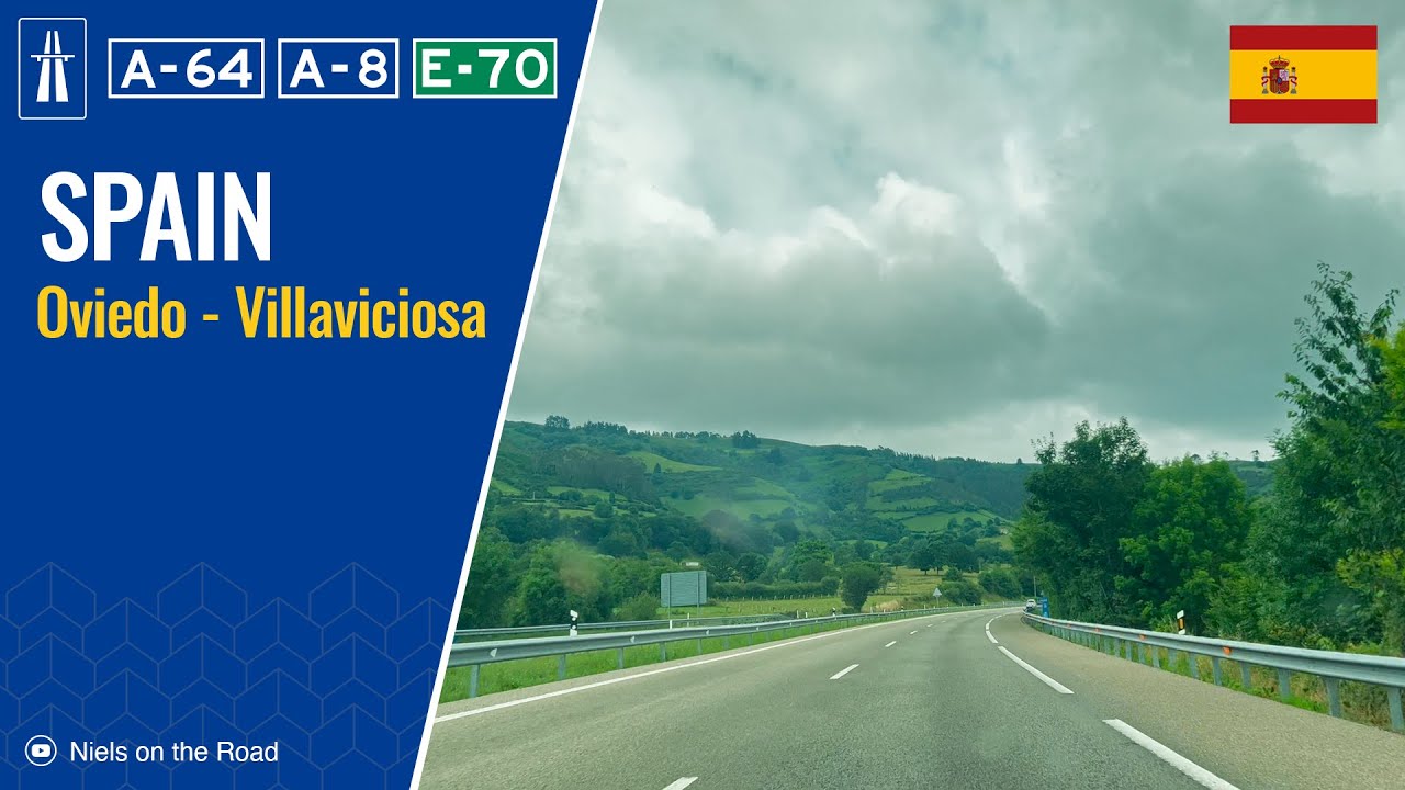 Driving in Spain: Autovía A-64 & A-8 E-70 from Oviedo to Villaviciosa