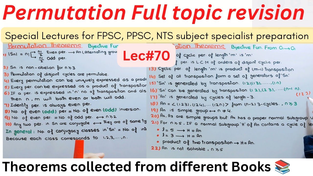 lec##70 Permutation theorems collected from different books #group #theory #permutation #mathematics