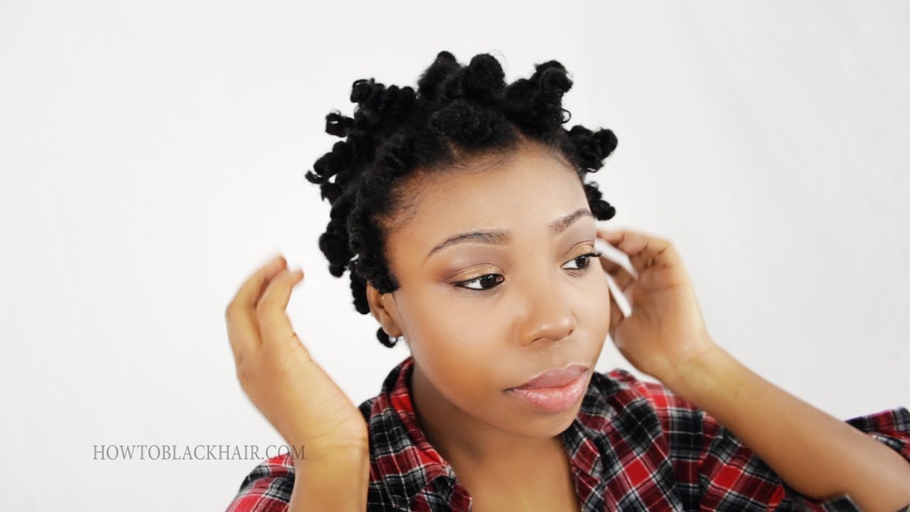 Bantu Knot Out on Natural Hair: How To Take Down Knots on Short Transitioning Hair Tutorial Part 3