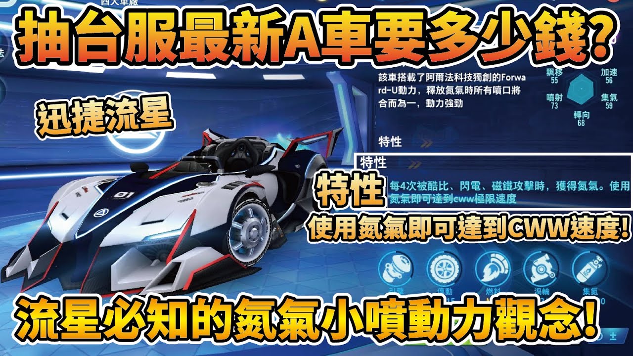 【小草Yue】實測抽最新A車 迅捷流星 要多少錢？開流星必知的動力觀念！史上最保值的A車登場！【極速領域】