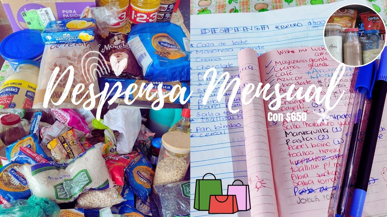 ✅ Despensa Mensual para 2 personas 👥 con $650 💰| limpieza🫧organizaci&oacute;n ✨ y compras 🛒🛍️🧋.