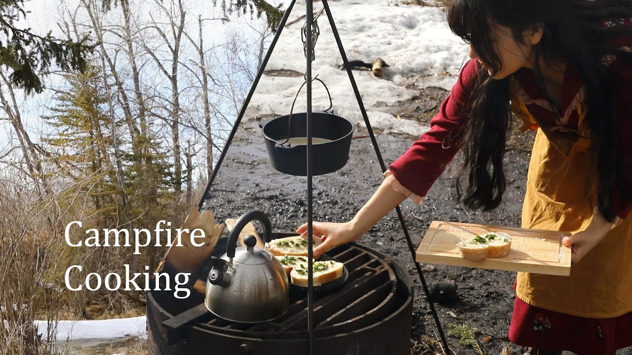 Campfire Cooking - Mushroom soup | No electricity, No gas | Slow living |ASMR