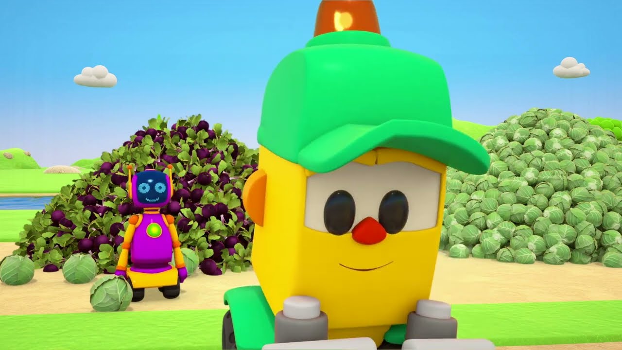 Spel för barn med Lastbilen Leo. Gårdsbyggnader & jordbruksfordon för barn. Bilserier på svenska