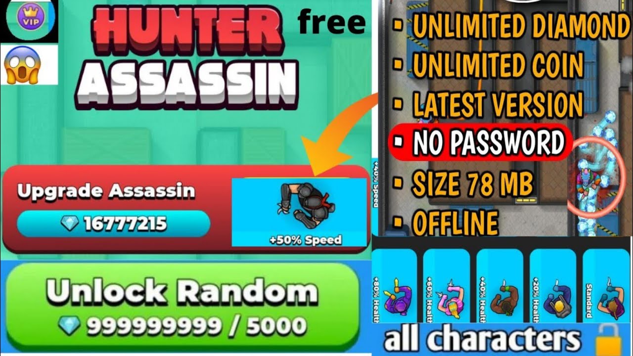 How to unlock premium ninja assassin free unlimited diamond and all character l hunter assassin 100%