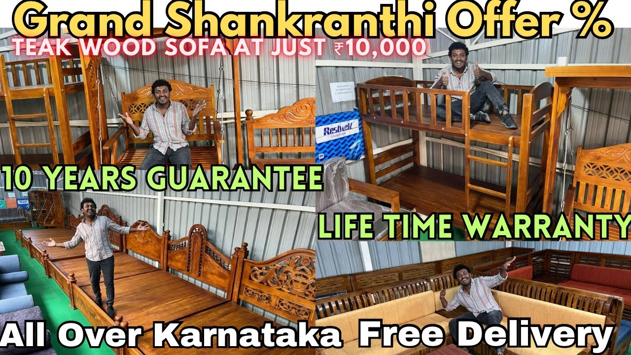 SHANKRANTHI OFFER%|all over Karnataka free delivery |Teak Wood sofa at just ₹10,000 ​⁠@shurumadona