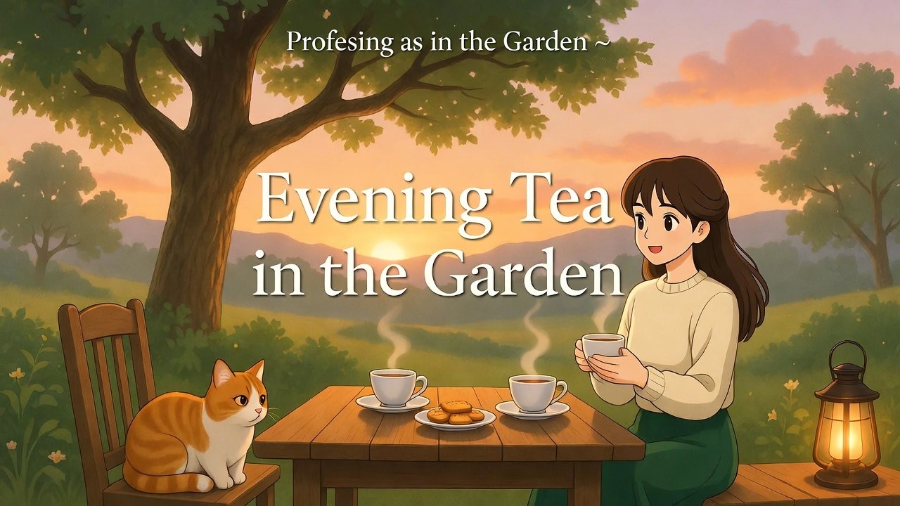 Evening Tea in the Garden | The Sky Turning Orange Behind the Trees |  Slow Living ASMR | #ytshorts