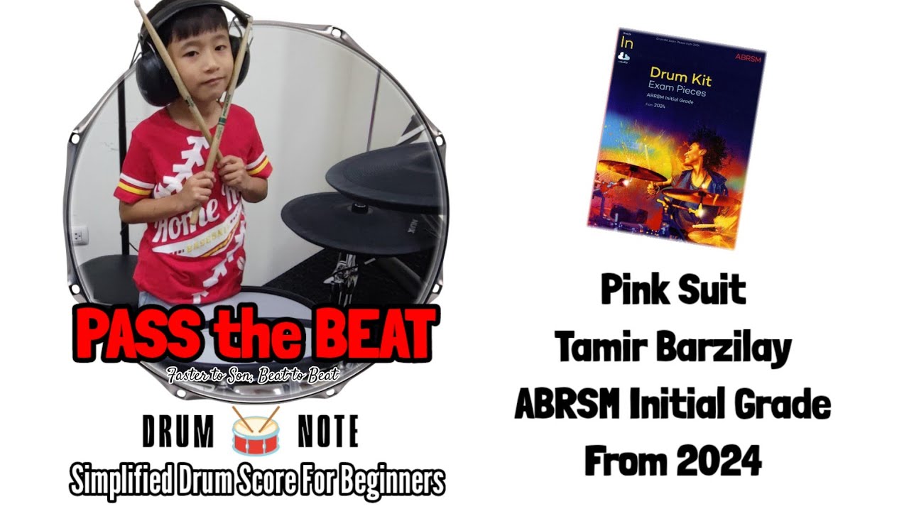 Pink Suit - Tamir Barzilay | ABRSM Initial Grade | B:1 | Drum Note, Drumless for Beginners