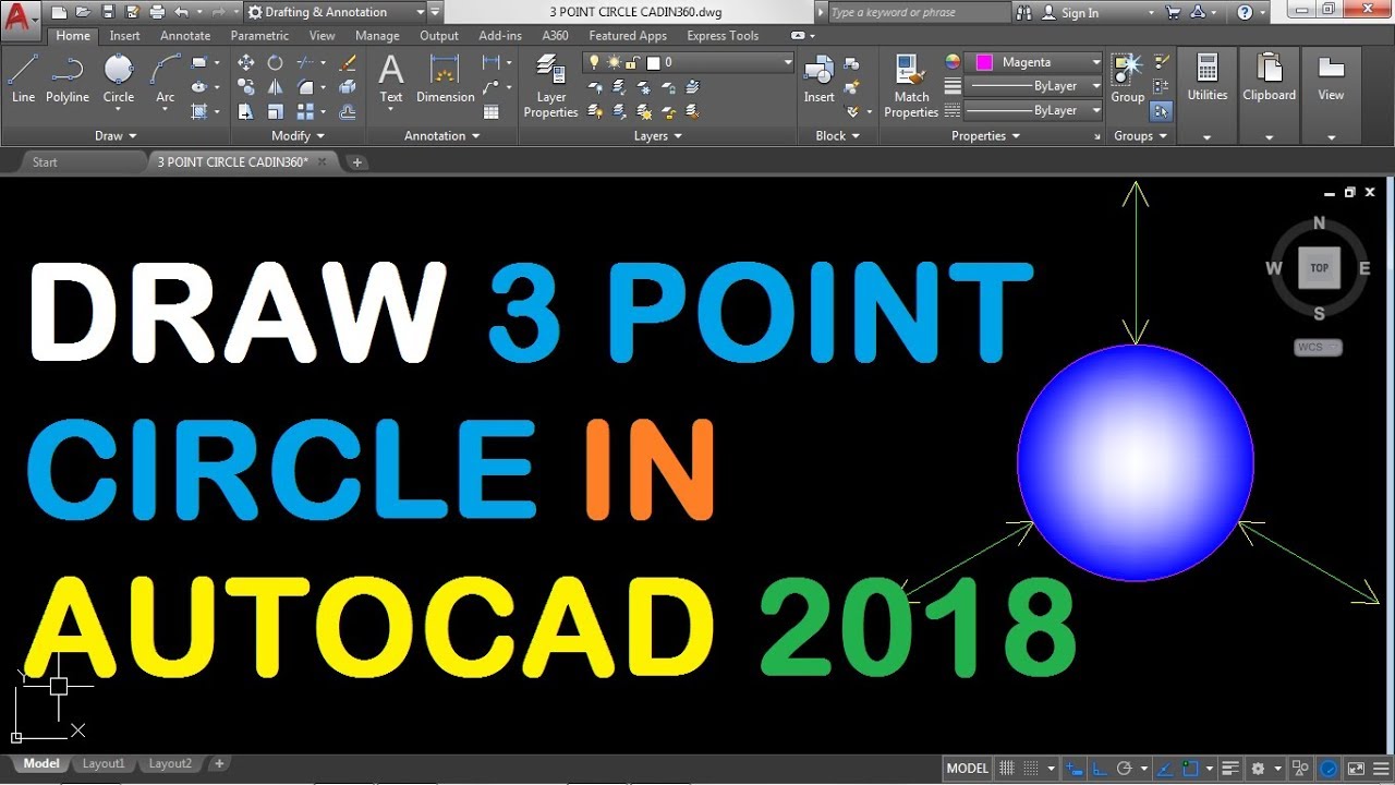How to Draw 3 Point Circle in AutoCAD 2018