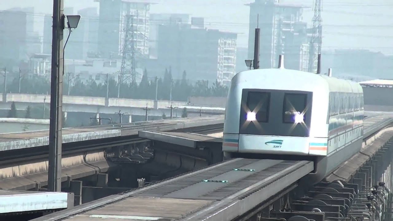 Ultra Quiet Maglev Arrival At Shanghai's Longyang Rd. Station