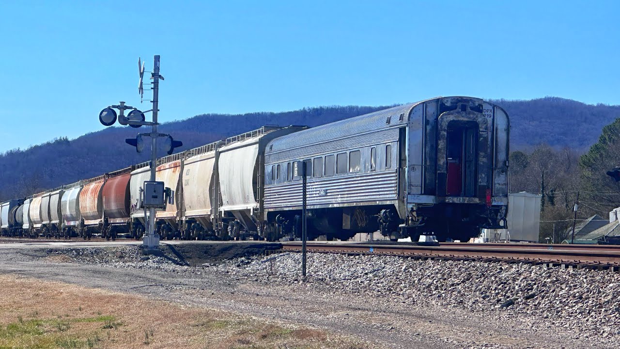 Norfolk Southern T45 with A old passenger car on the rear Southbound in Rockwood Tn 