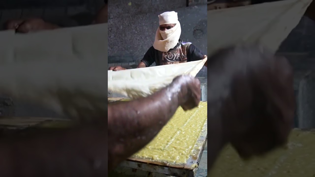 Watch how #fabric waste is turned into #papermaking. #india