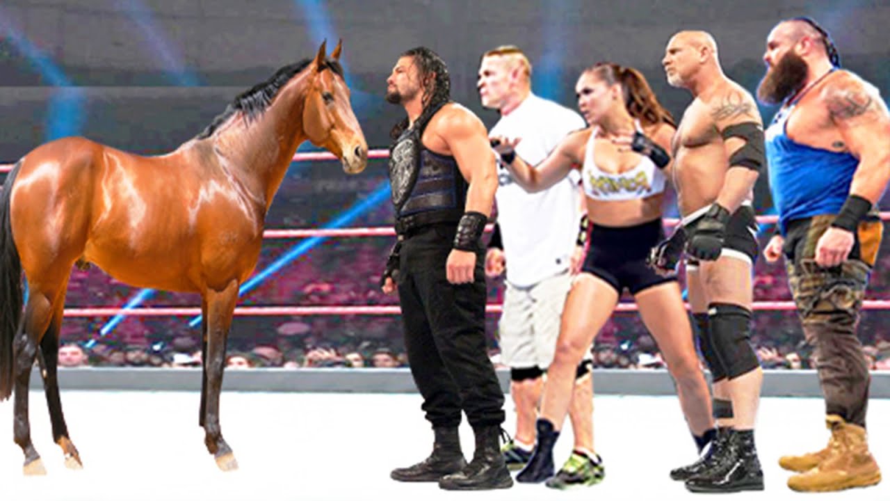 Horse vs Roman Reigns, John Cena, Ronda Rousey, Braun Strowman & Goldberg