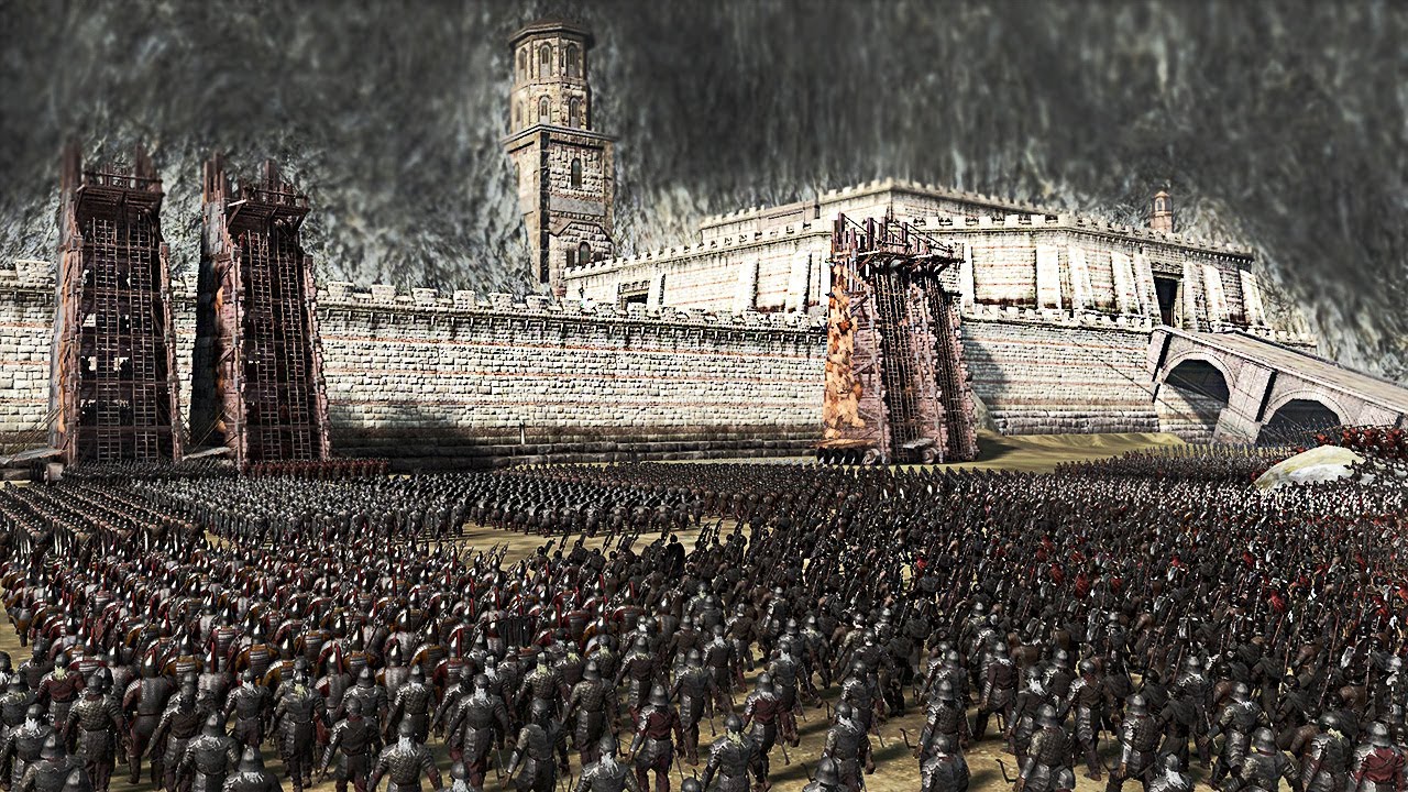 SIEGE OF HELMS DEEP - Alliance of All Elves VS Army of Sauron - 20,000 Units | Cinematic Battle