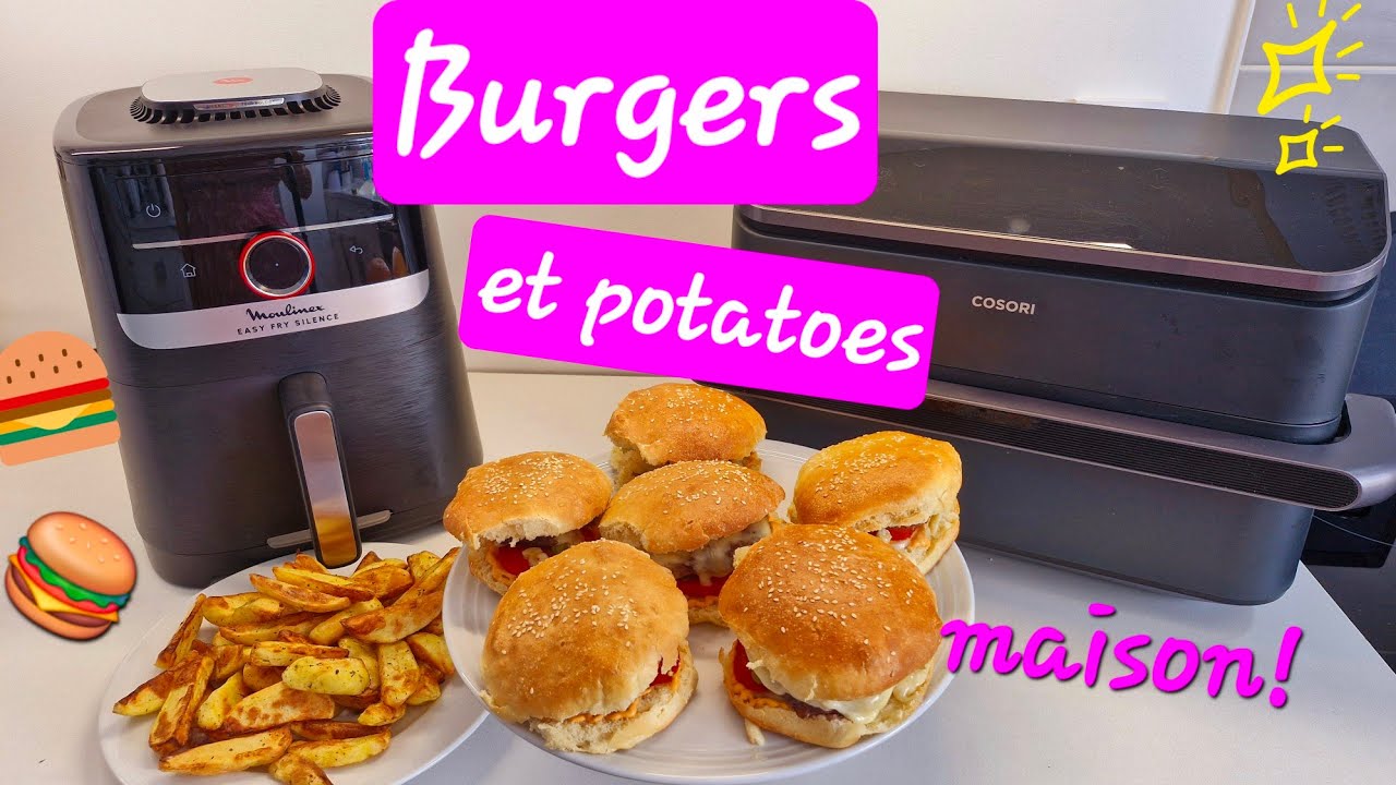 Hamburgers 🍔 et potatoes à l'airfryer!