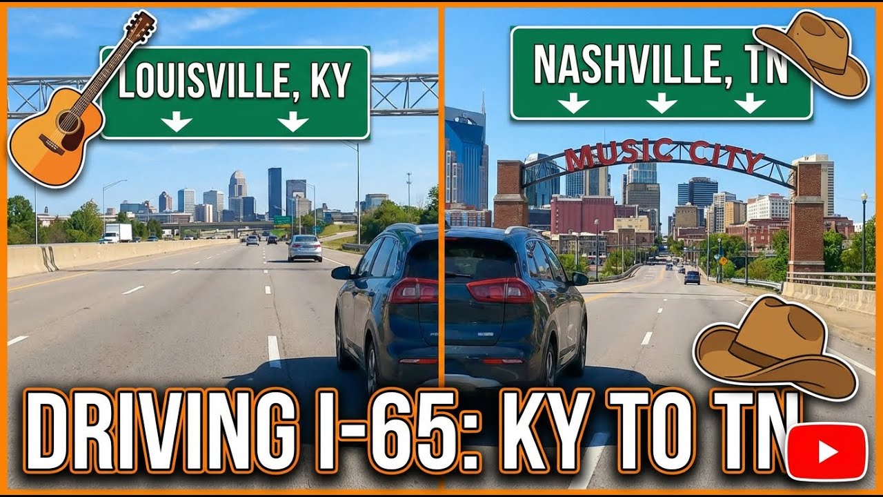 Driving from Louisville, Kentucky to Nashville, Tennessee on Interstate 65