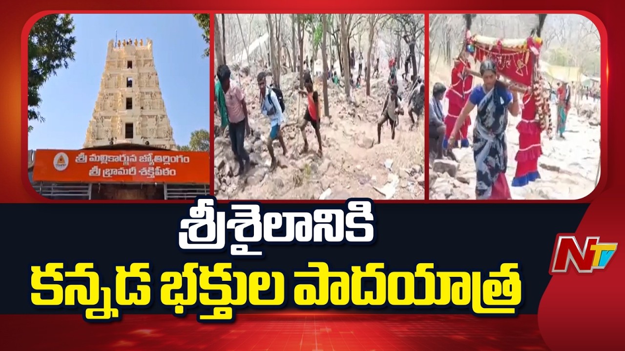 శ్రీశైల ఆలయానికి కన్నడ భక్తుల పాదయాత్ర |Kannada devotees Padayatra to Srisailam | NTV Telugu
