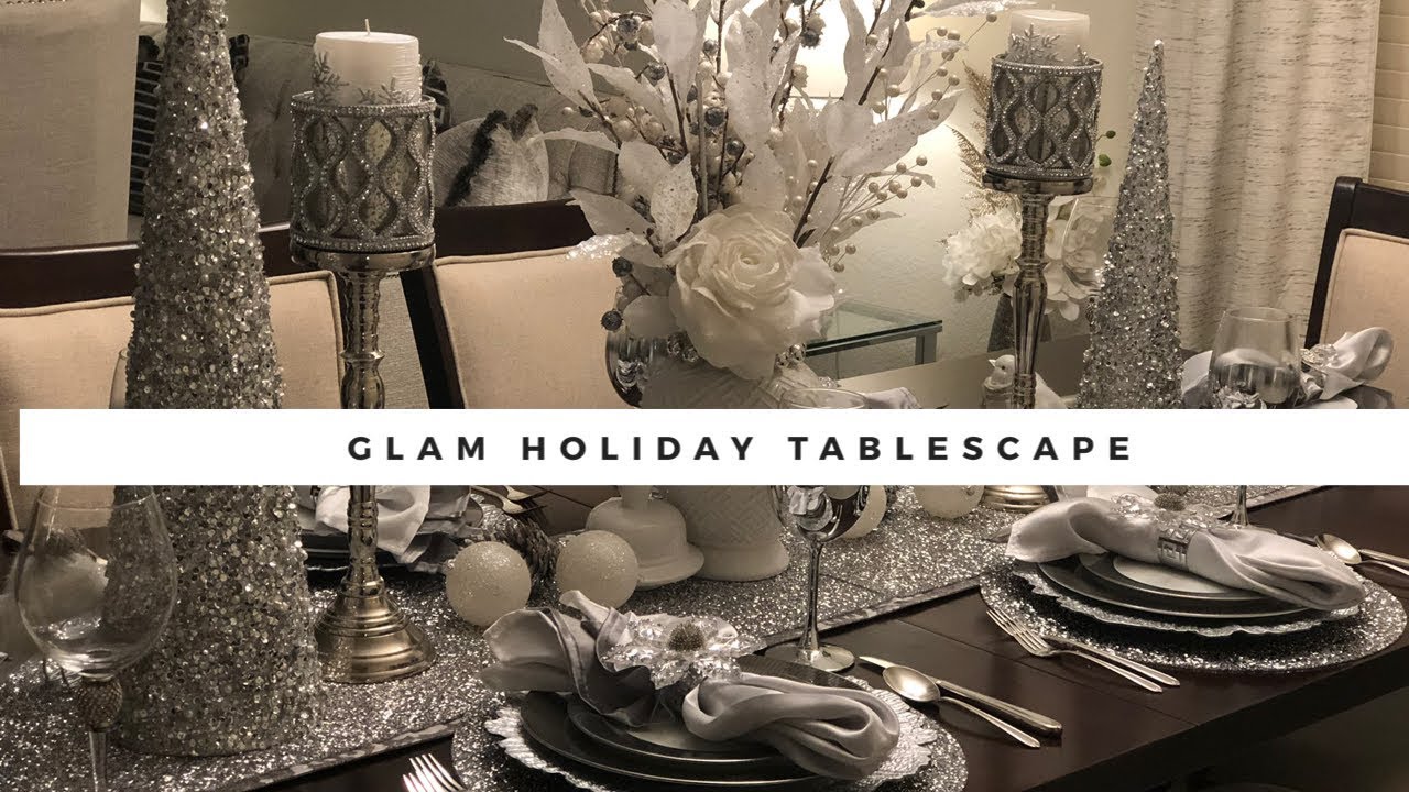 Decorate With Me| Glam Holiday Tablescape Ideas| Sliver and White Christmas Decor