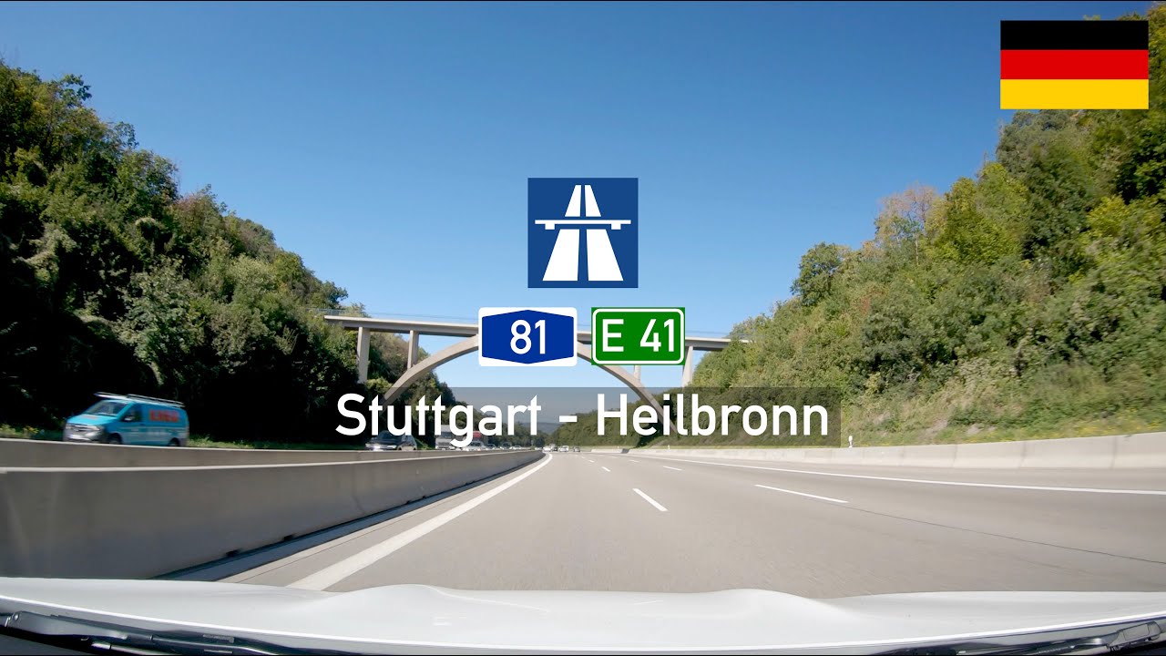 Driving in Germany: Autobahn A81 E41 from Stuttgart to Heilbronn