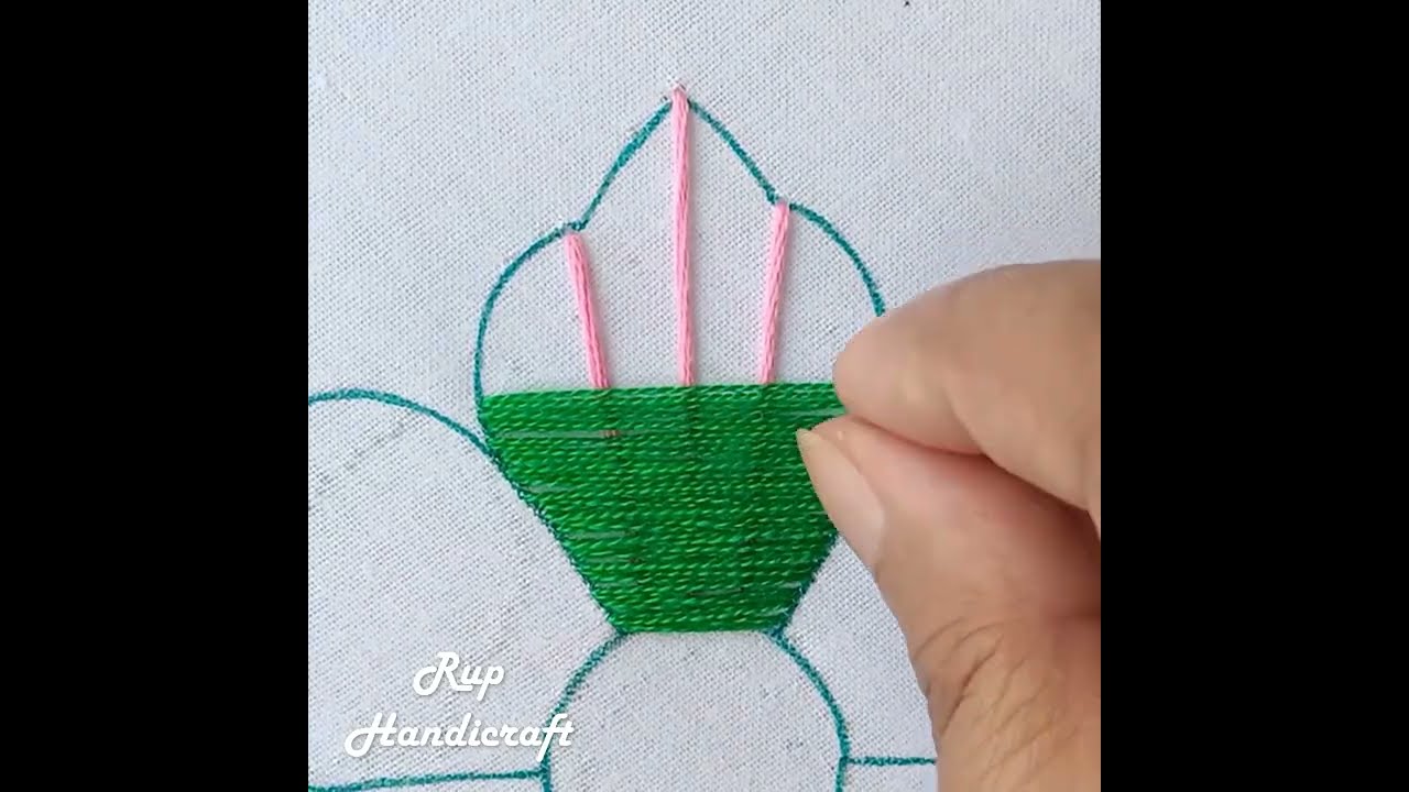 Basic Basket Wave Stitch Modern Flower Embroidery ! Flower Embroidery Needle Work #bordado