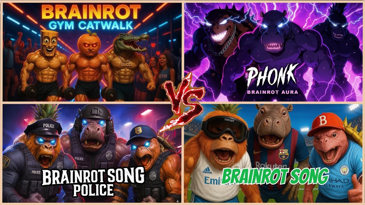 BRAINROT GYM CATWALK🆚 BRAINROT PHONK AURA🆚 BRAINROT SONG POLICE🆚 BRAINROT SONG!