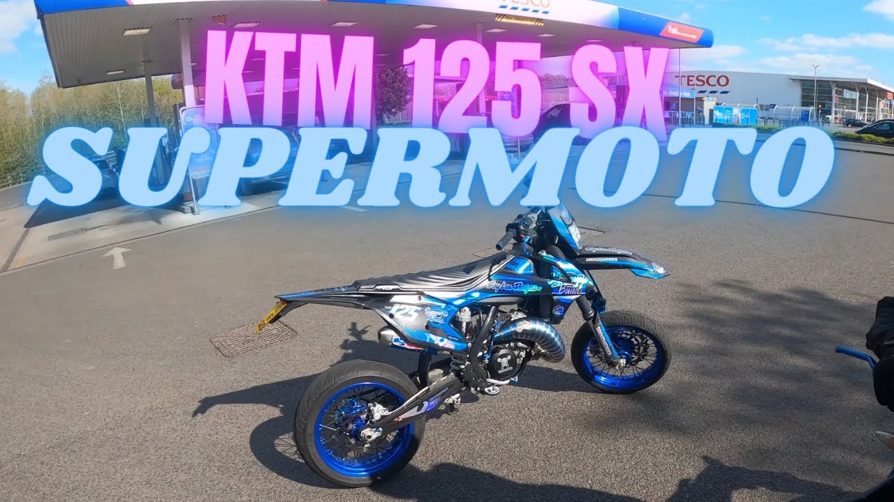 KTM 125 SX road legal SUPERMOTO : petrol station trip   4K