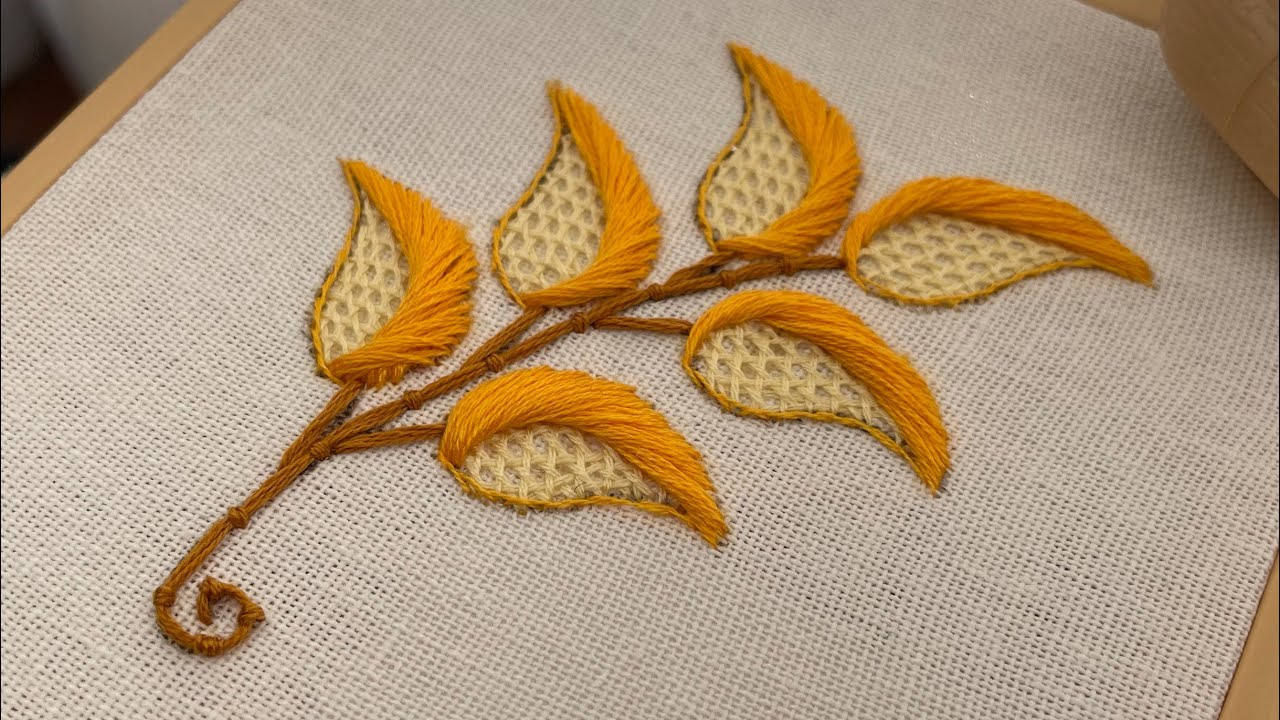 Excellent Hand Embroidery Autumn Leaf with Very Simple Embroidery Stitches for Beginners