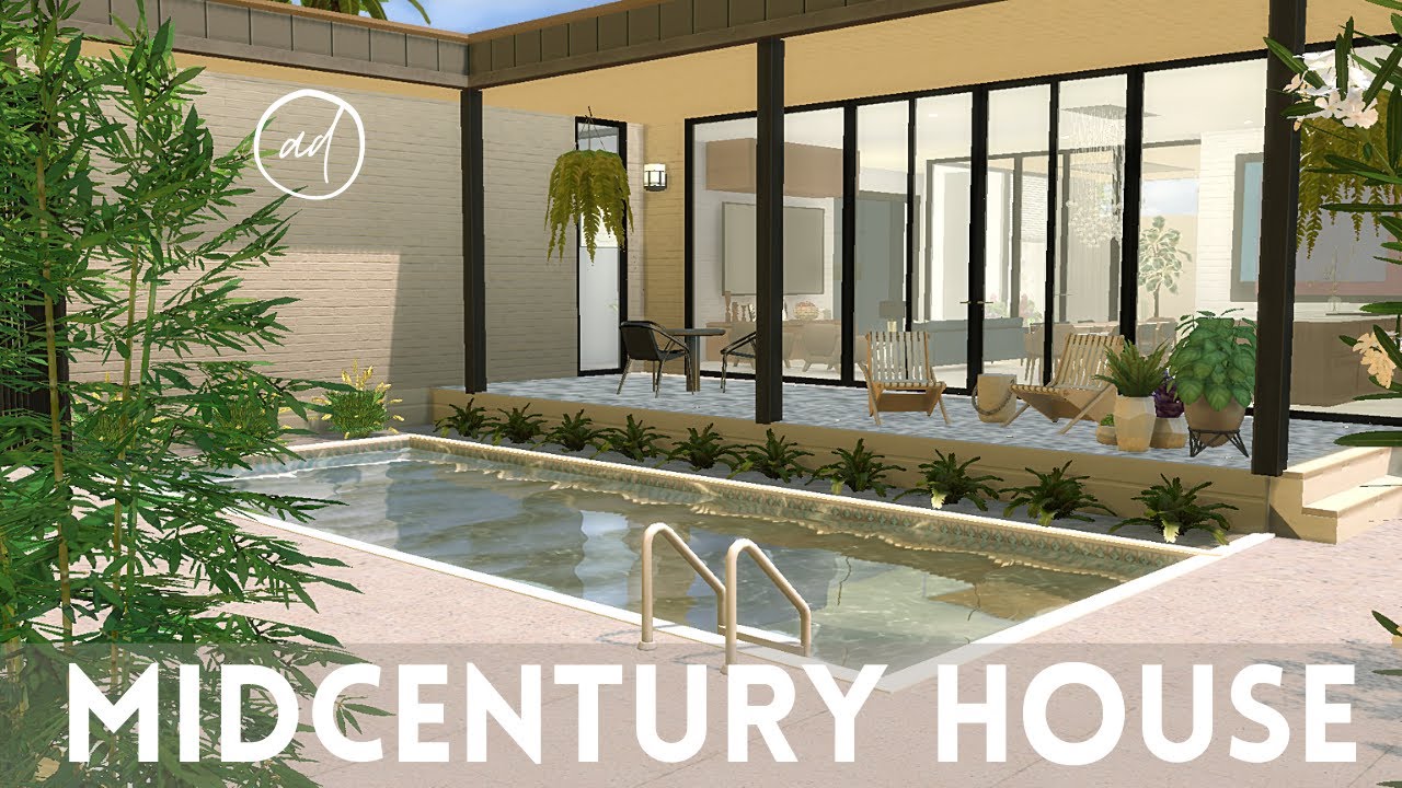 MIDCENTURY MODERN HOUSE || Sims 4 || CC SPEED BUILD