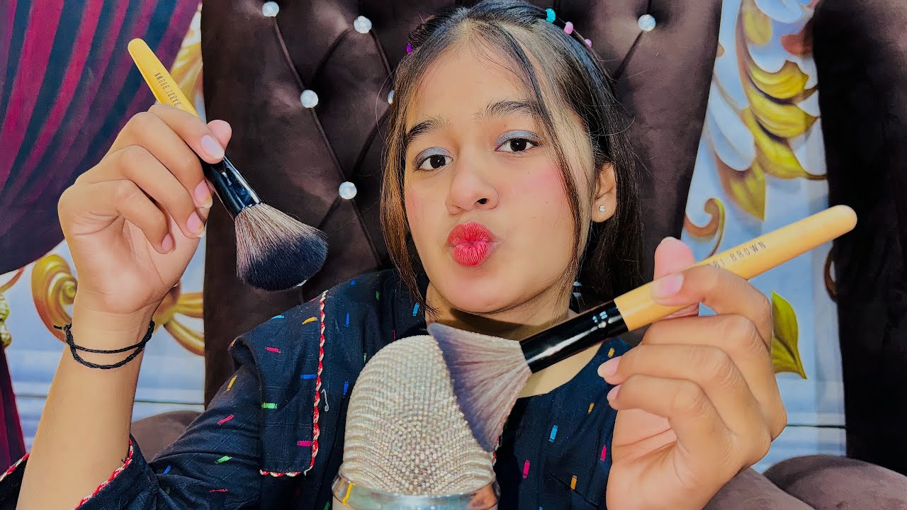 ASMR Mic Brushing With Mouth Sounds ⭐️♥️