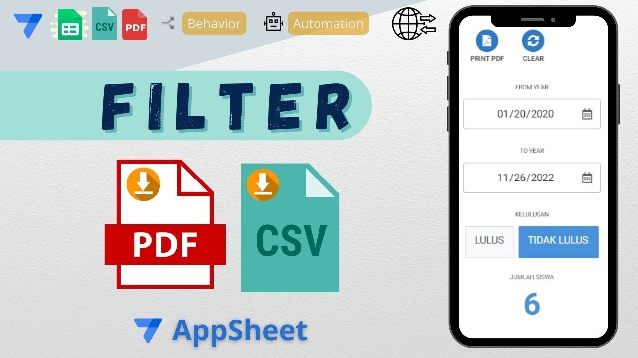 61. Download file PDF dan CSV berdasarkan data yang di Filter | AppSheet