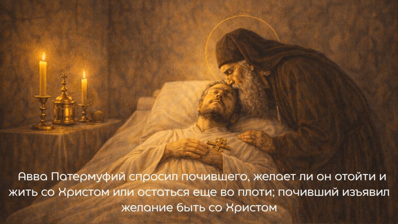 Авва Патермуфий спросил почившего, желает ли он отойти и жить со Христом или остаться еще во плоти
