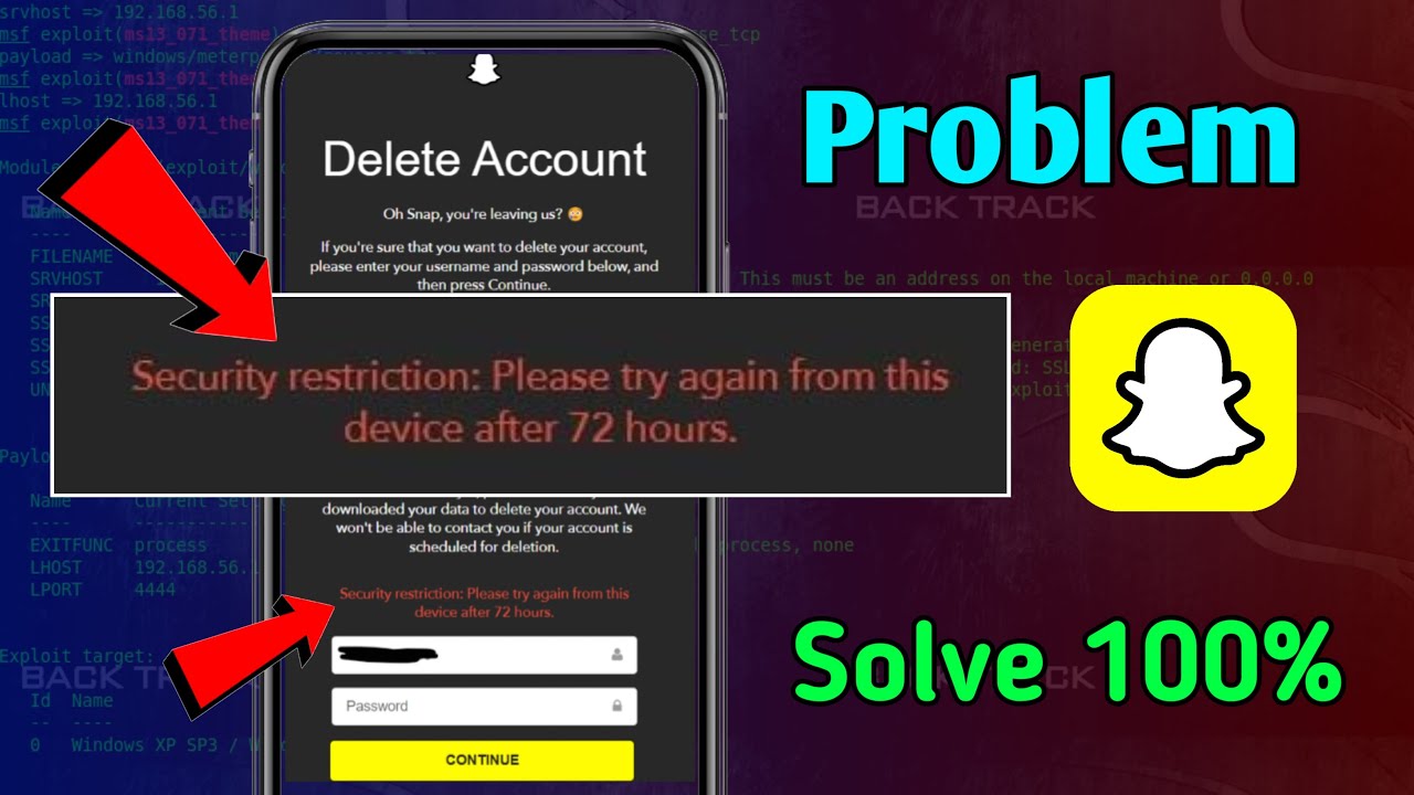 Security restriction please try again from this device after 72 hours || Snapchat Problem Solve