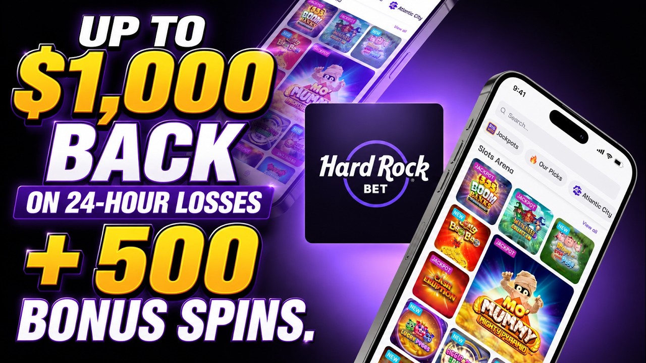Hard Rock Casino Bonus Code | 500 Bonus Spins + Up to $1,000 Back