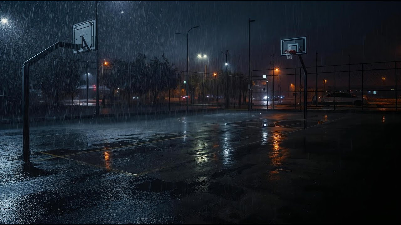 Rain Ambience Outside an Empty Basketball Arena (4K) | After The Whistle