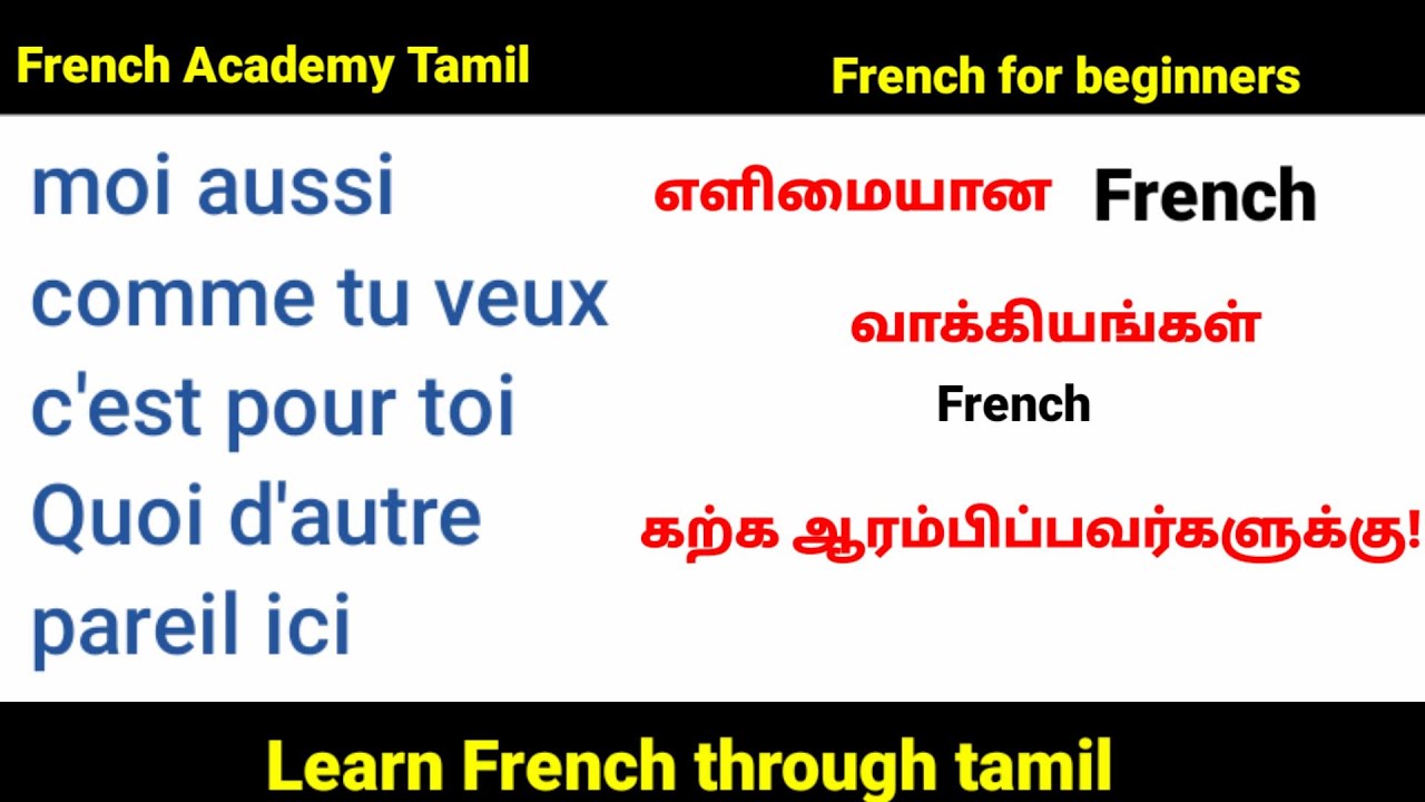shorts french phrases for beginners inTamil/learn French in Tamil/French Academy Tamil