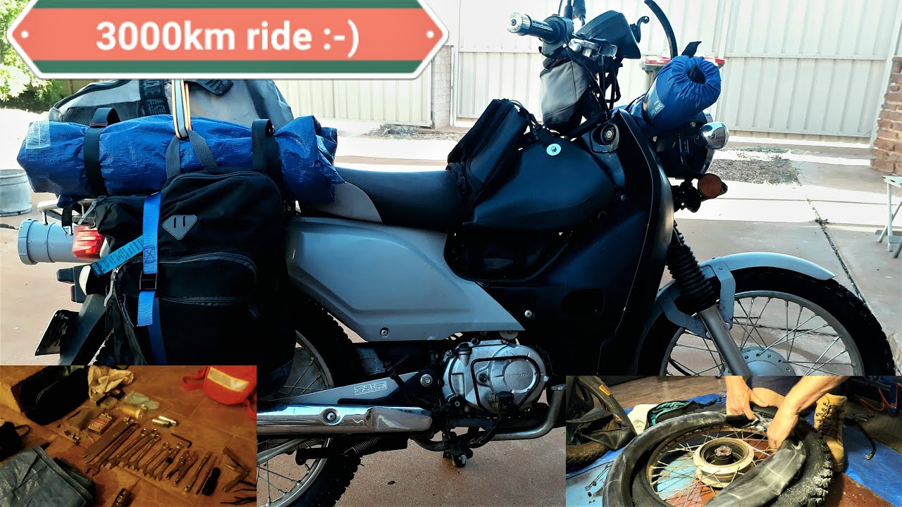 Super Cub 3000km trip - plan & prep. Changing Tyres, drive chain, spark plug & battery. Toolkit etc.