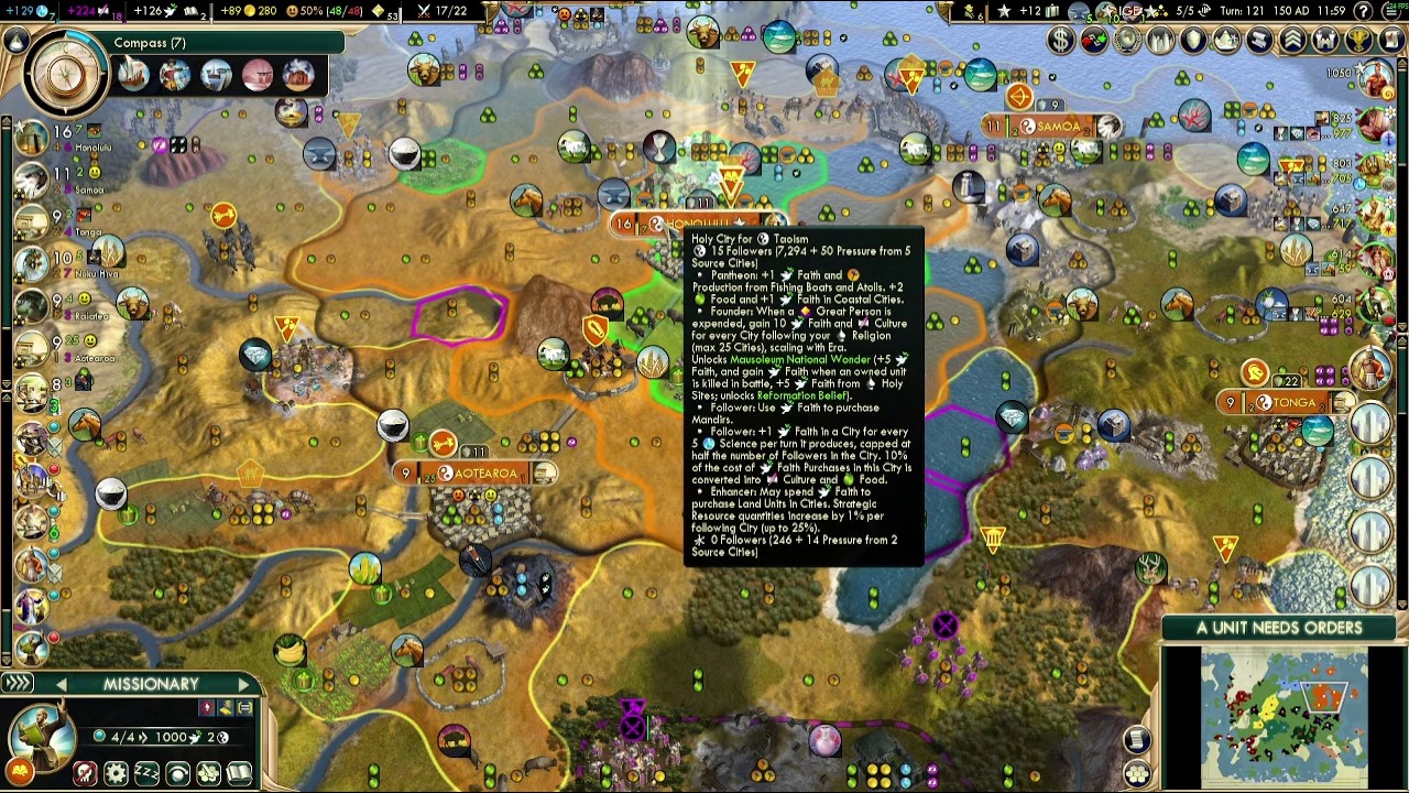 Civ5 Vox Populi game008 Polynesia Coral pt2 Into the Renaissance and Navigation