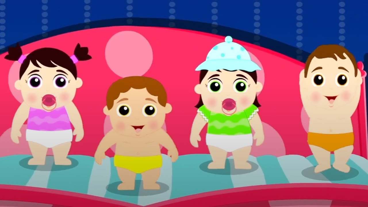 Five Little Babies Jumping On The Bed, Nursery Rhyme and Kids Song