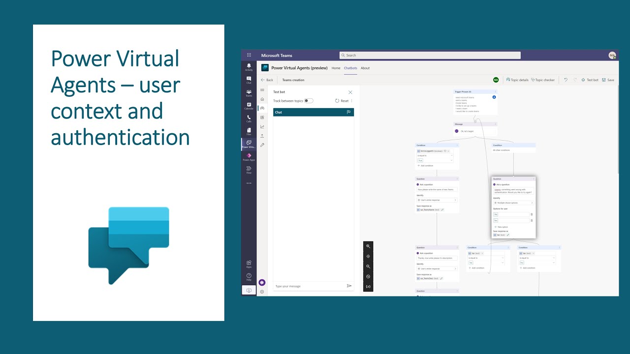User context and authentication in Power Virtual Agents for Microsoft Teams